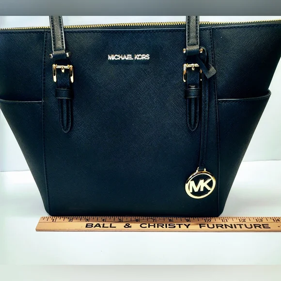 Michael Kors Charlotte M/L Leather Top Zip Tote - Picture 9 of 13